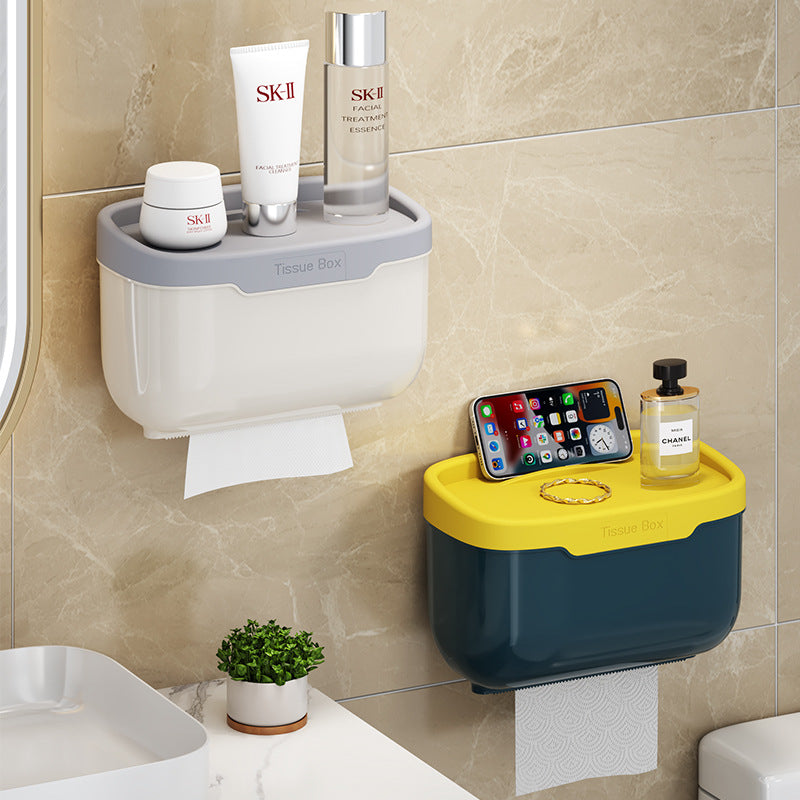 Punch-Free Wall-Mounted Toilet Tissue Box & Holder