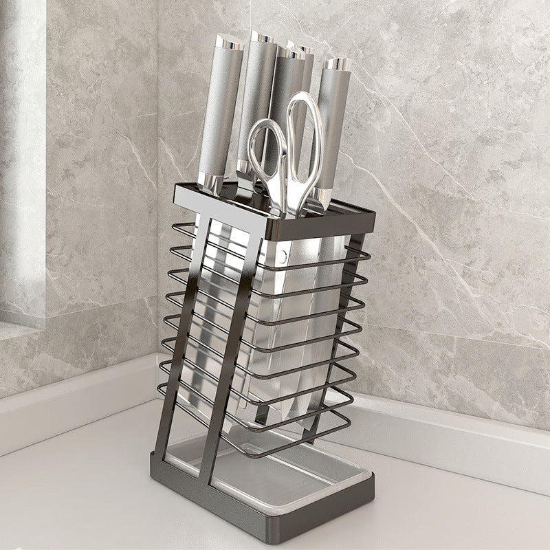 Stainless Steel Drain Knife Rack – Light Luxury Design