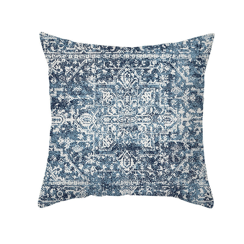 Bohemian Retro Pillowcase – Printed Peach Skin Cushion Cover