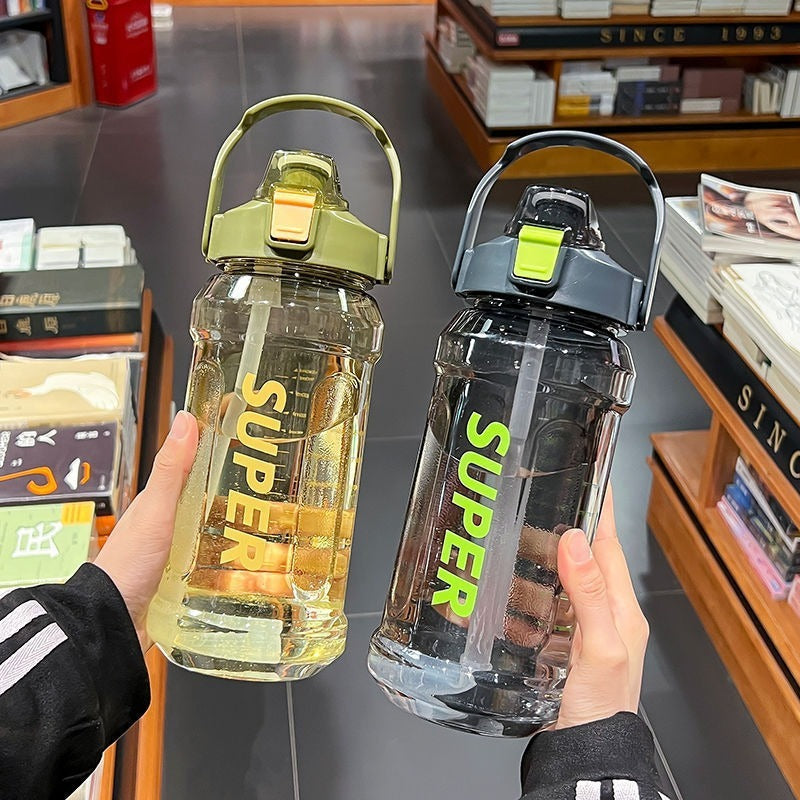 Extra-Large PC Sports Water Bottle with Straw