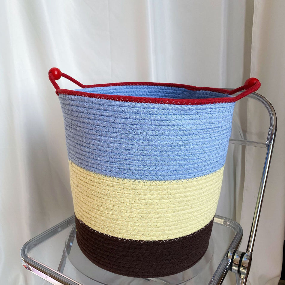 Cartoon Cotton Rope Large Dirty Clothes and Toy Storage Basket