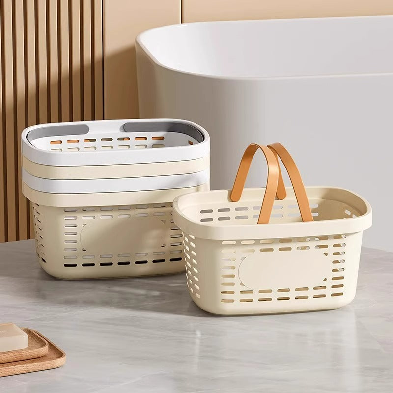 Portable Plastic Bath Basket | Large Drainage Organizer