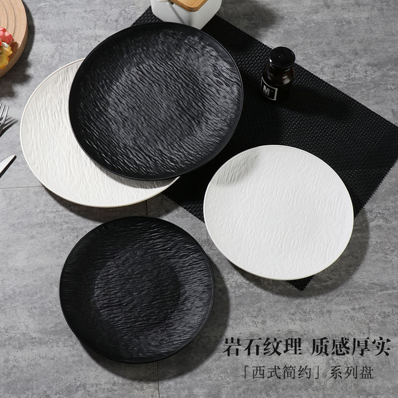 Rock Pattern Steak & Salad Plate Japanese-Style Dinnerware