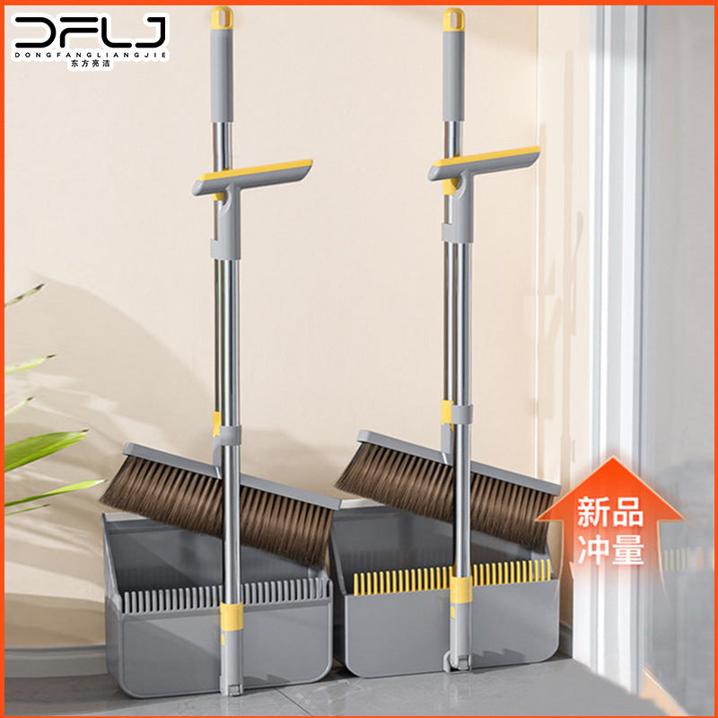 32cm Foldable Soft Hair Broom Dustpan Stand-Up Set