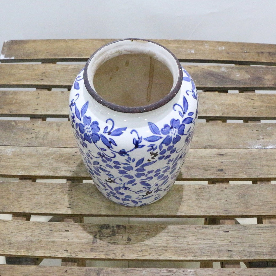 Blue & White Chinese Porcelain Vase – Retro Ice Crack Ceramic Flower Ornament