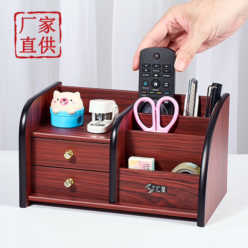 Wooden Desktop Organizer Mobile Phone & Remote Storage Box