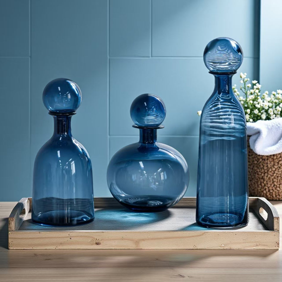 Creative Handmade Glass Vase with Color Ball Lid – Decorative Storage Tank for Home & Tabletop Display