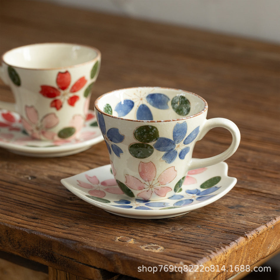 Seto Ware Cherry Blossom Coffee Cup & Saucer Japanese Gift