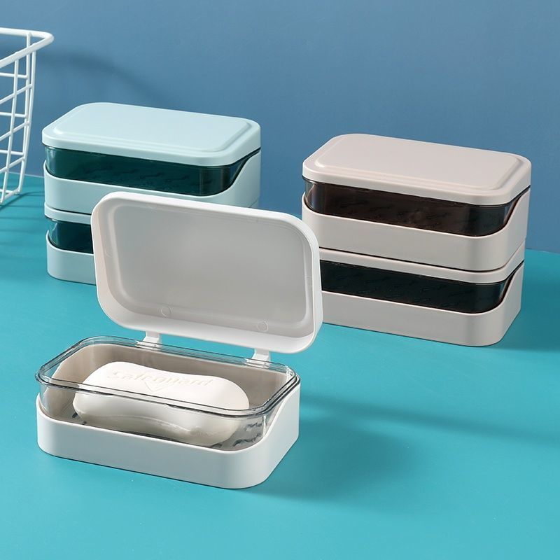 Creative Flip Punch-Free Soap Box with Lid & Drain