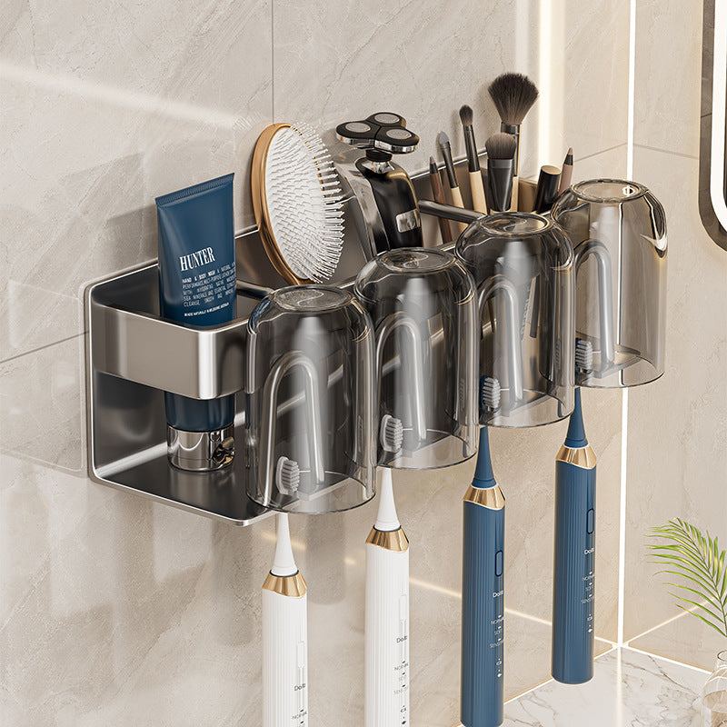 Aluminum Toothbrush Rack with Cup Holder