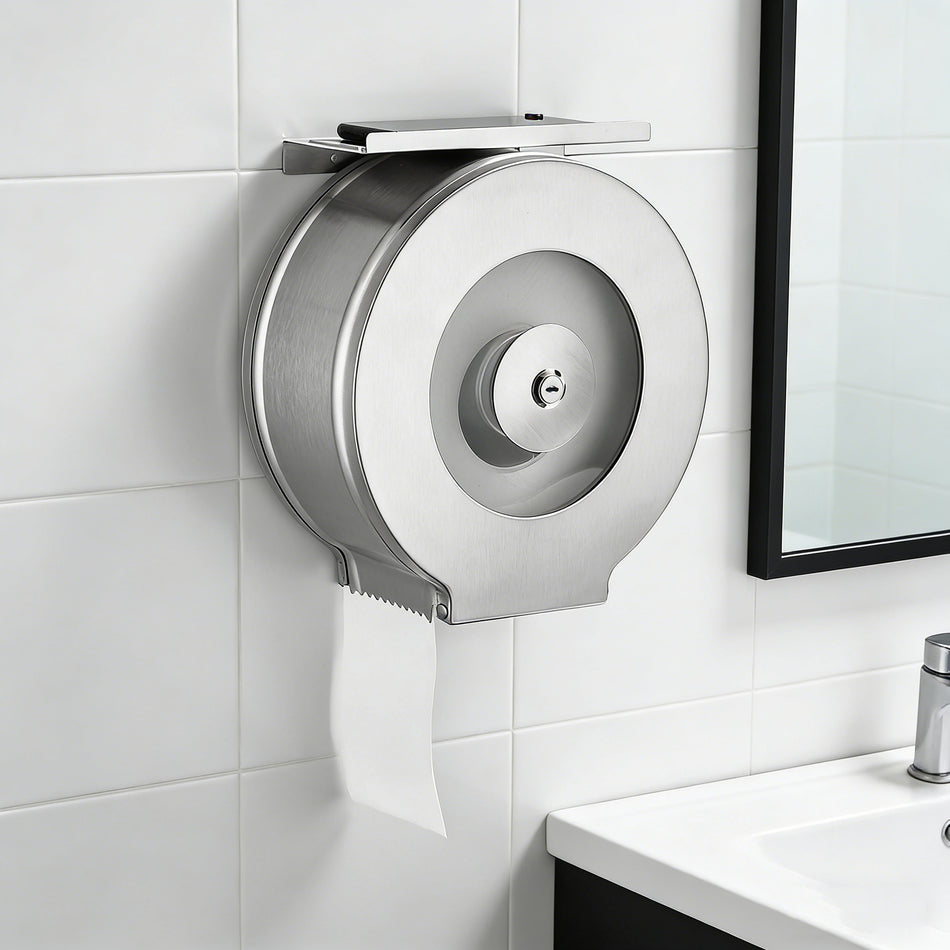 Stainless Steel Large Roll Tissue Box for Hotel & Public Use