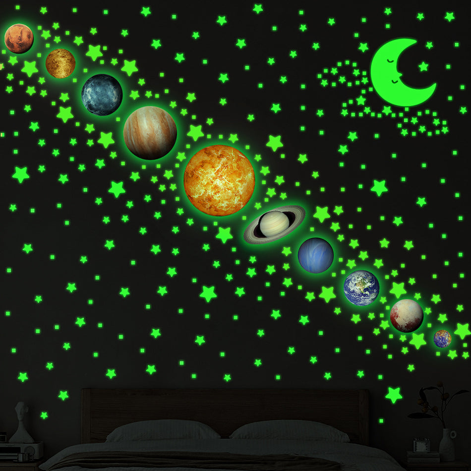Solar System Glow Stickers for Kids' Bedroom Wall