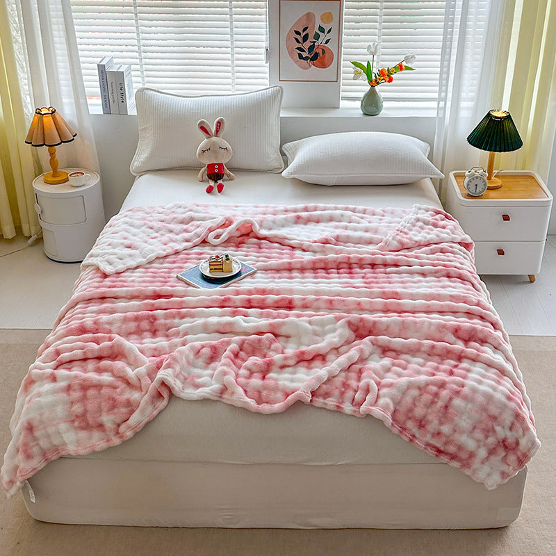 Colorful Imitation Rabbit Fur Bubble Blanket