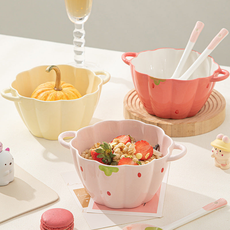 Cute Strawberry Ceramic Instant Noodle & Soup Bowl