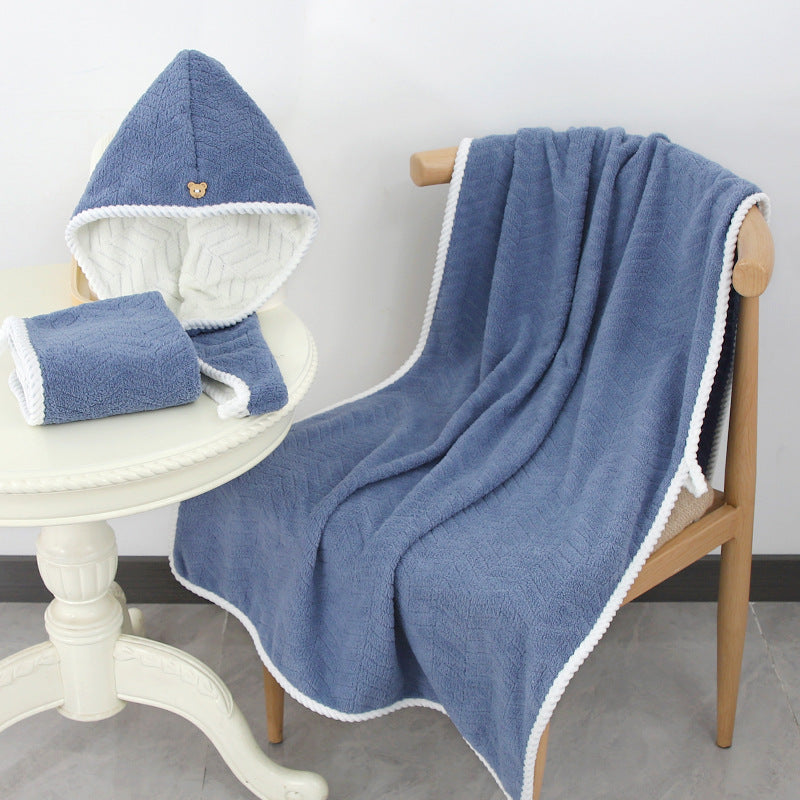 Thick Coral Fleece Towel Set – Quick-Drying & Absorbent 3-Piece