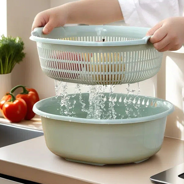 Double-Layer Plastic Draining Basket - Multifunctional