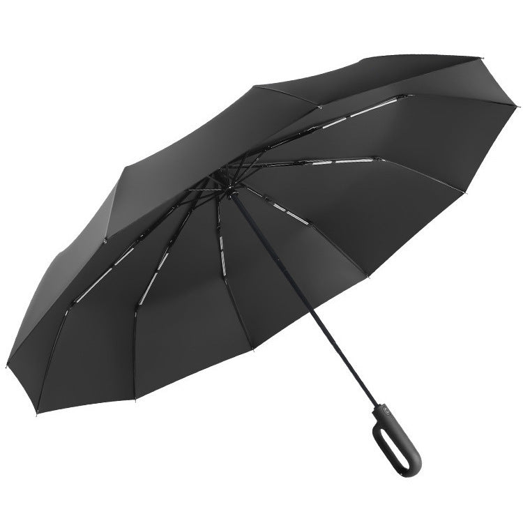 Automatic 10-Rib Umbrella with Ring Buckle & UV Protection