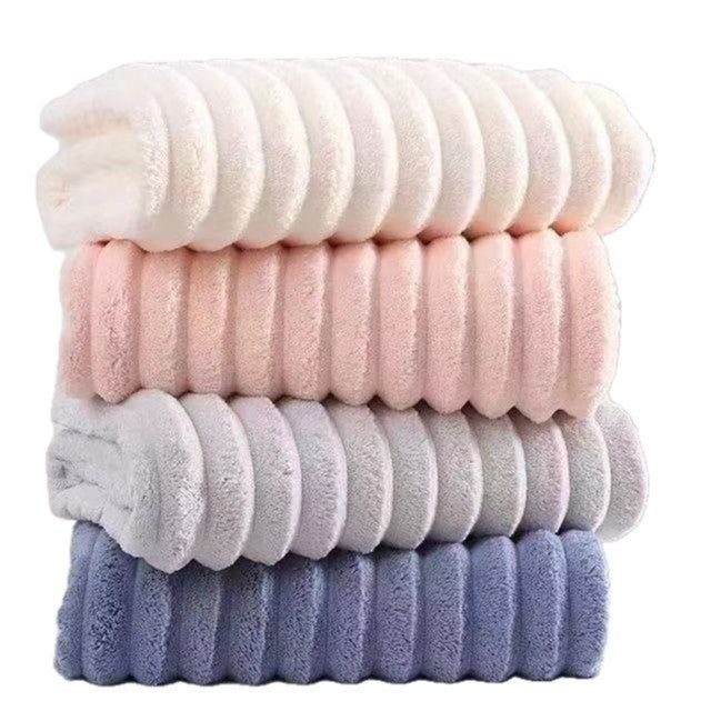Candy Stripe Coral Velvet Towel – Beach & Bath Quick-Dry Alternative