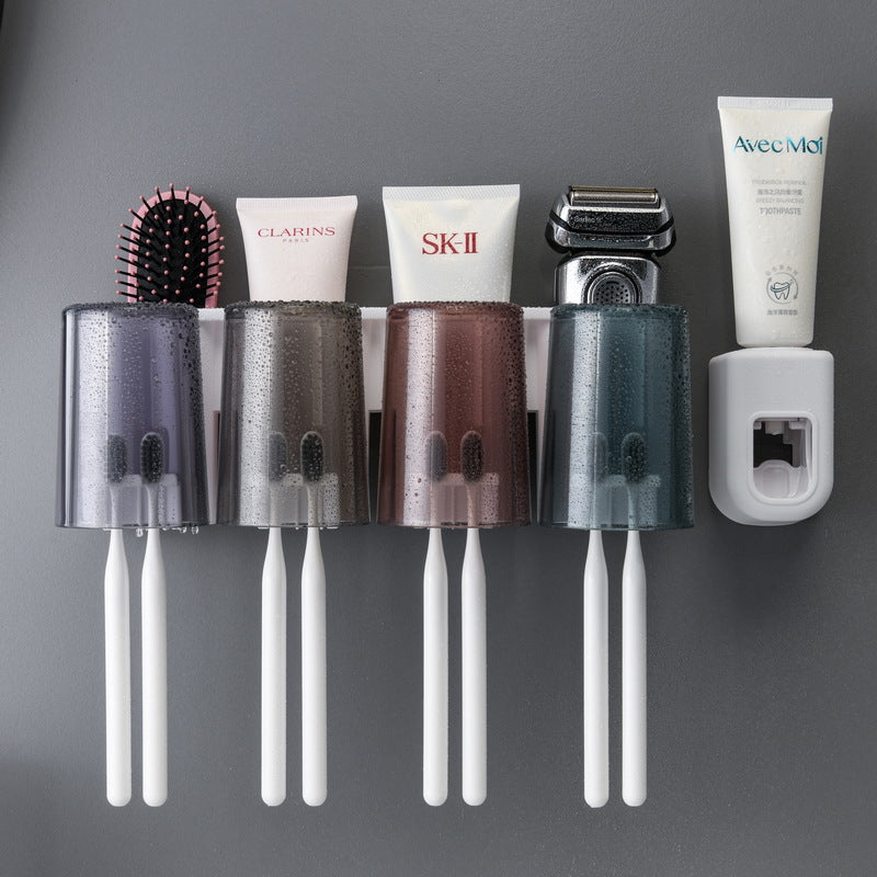 Transparent Toothbrush & Cup Storage Set