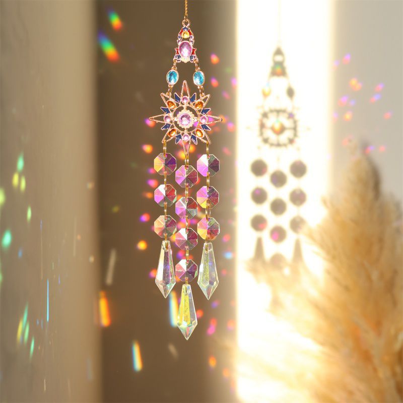 Colorful Crystal Dream Catcher – Rainbow Light Pendant