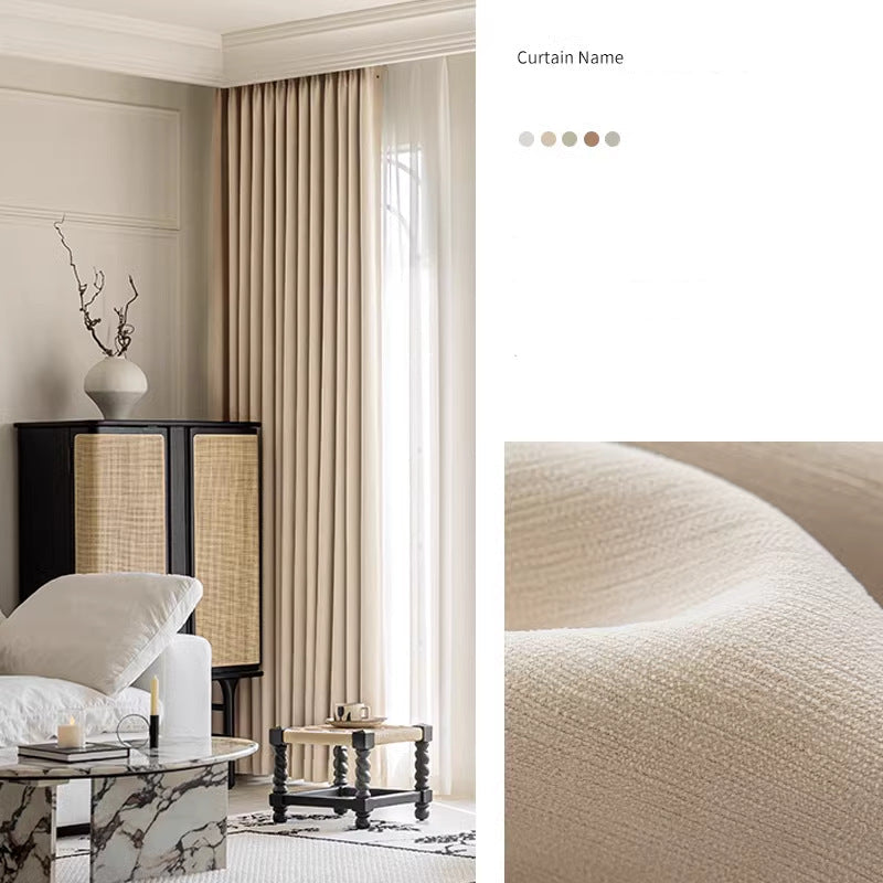 Cream Wind Chenille Curtains – Custom Full Shading High-End Luxury