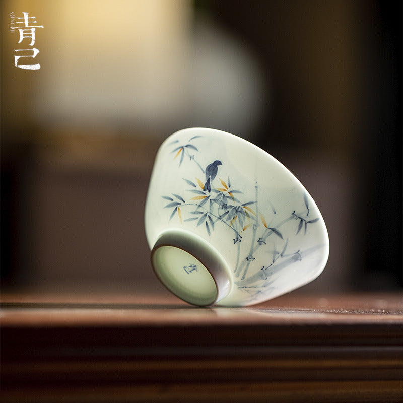 Qingji Hand-Painted Blue & White Kung Fu Tea Master Cup