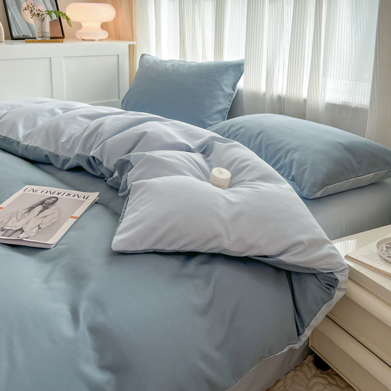 Solid Color Sanded Four-Piece Bedding Set
