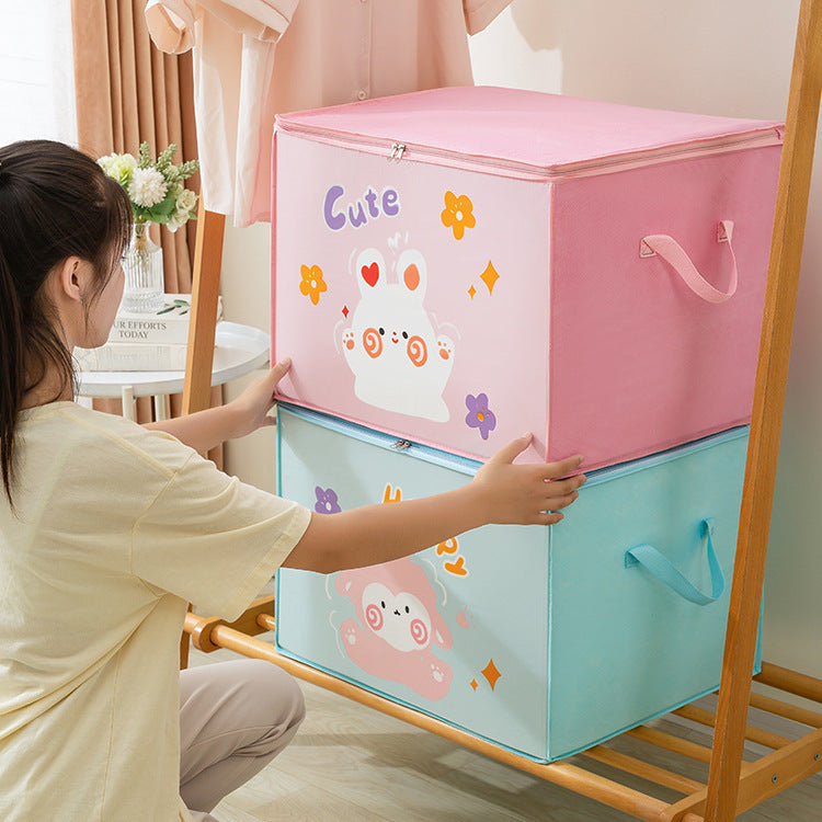 Cartoon Quilt & Clothes Storage Bag – Waterproof Large-Capacity Wardrobe Organizer for Dorms, Homes & Moving