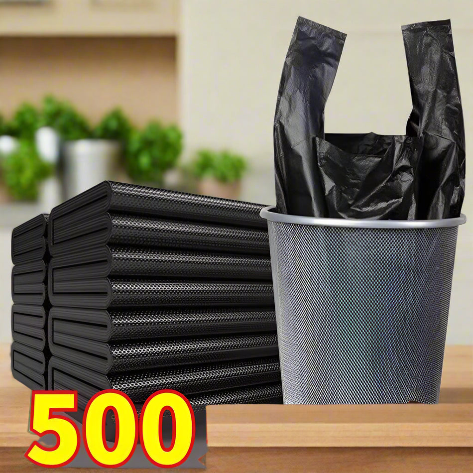 Black Vest-Style Garbage Bag – Large, Durable for Commercial Kitchens or Offices