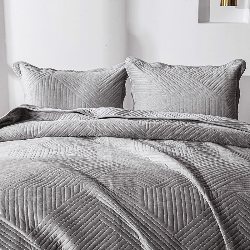Quilted Milk Velvet Bed Cover Set