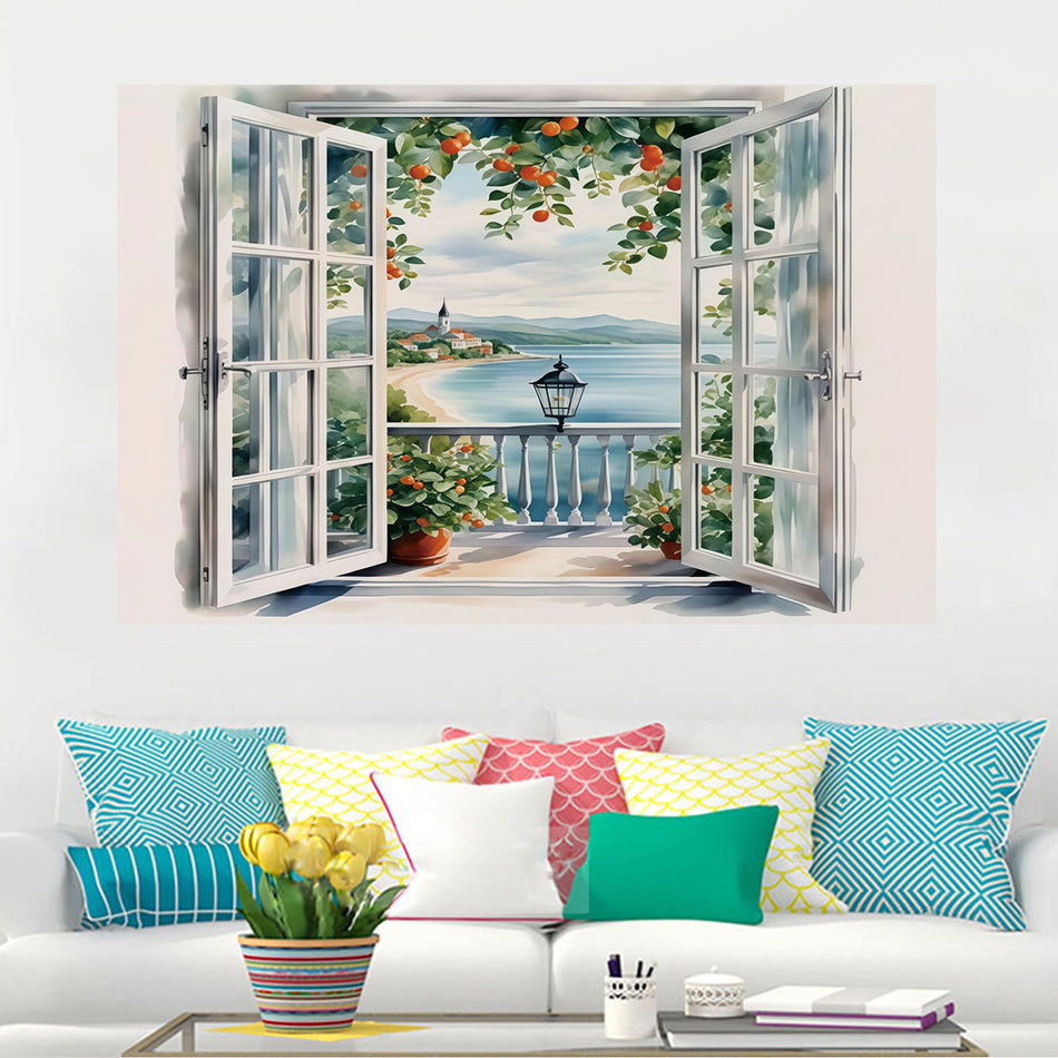 Fake Window Wall Stickers – Flower Decorative Wallpaper 🌸