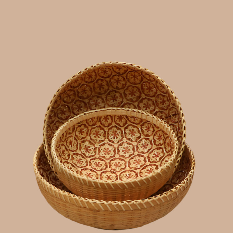 Round Handmade Bamboo Kitchen Basket