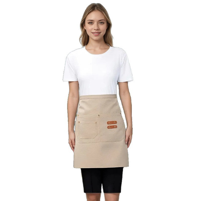 Short Waist Canvas Apron with Logo for Catering