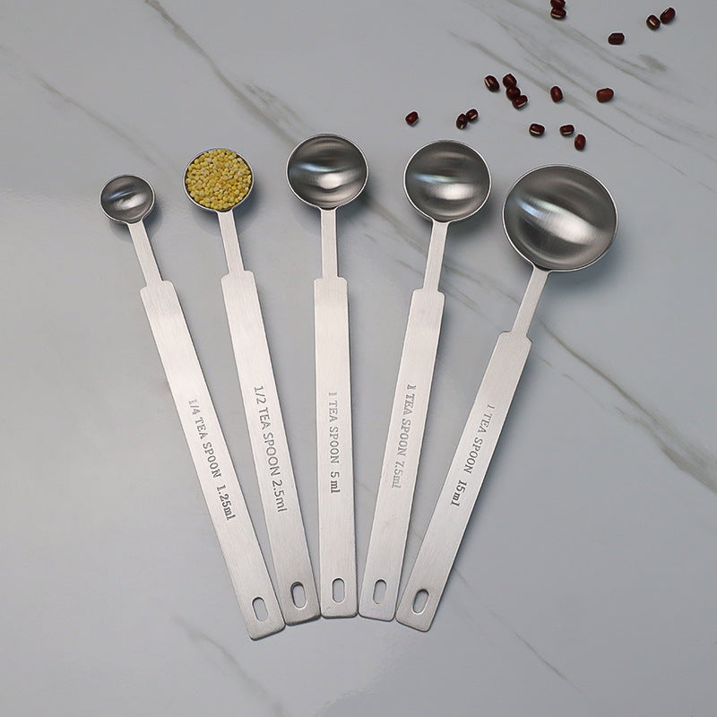 5-Piece Stainless Steel Measuring Spoon Set with Scale