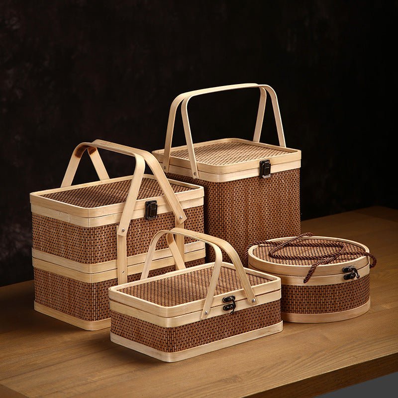 Bamboo Satchel Basket for Shopping or Gifting