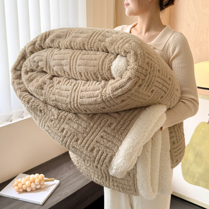 Thickened Lamb Fleece Blanket – Warm Coral Fleece