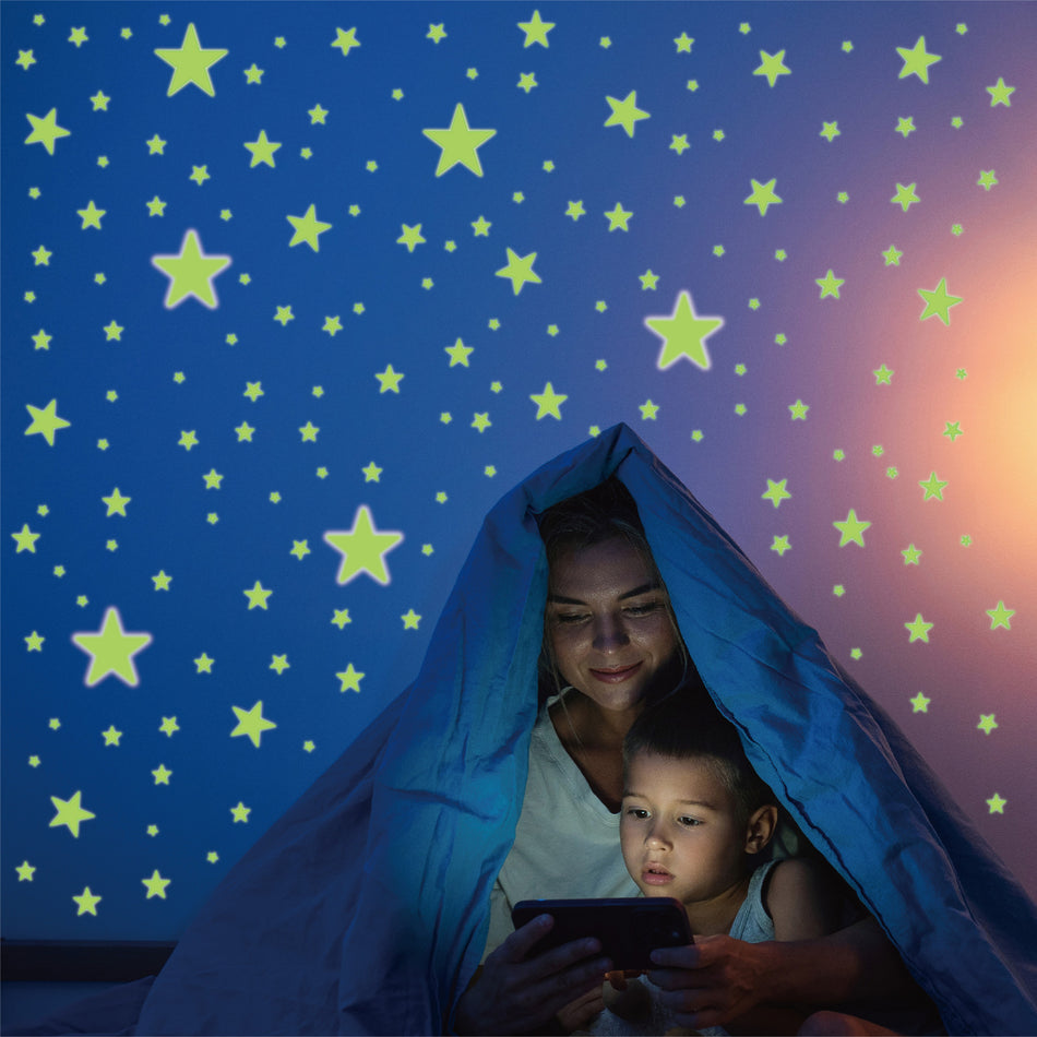 DIY Glow-in-Dark Stars Wall Stickers – 3D Decor Set
