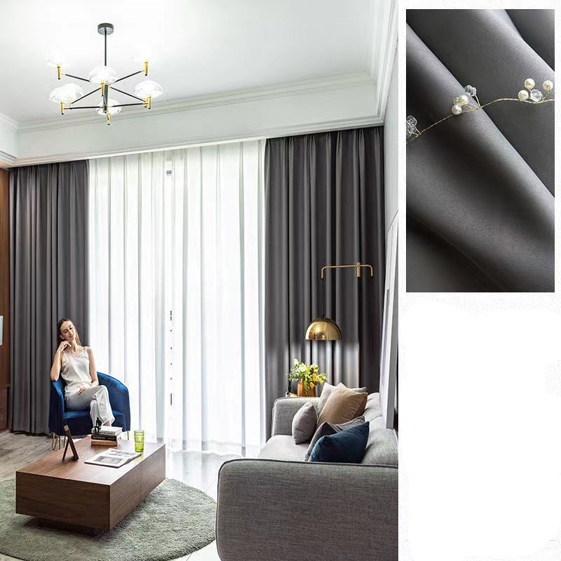 Satin Simulated Silk Curtains – Full Blackout, Finished, Modern Floating Style