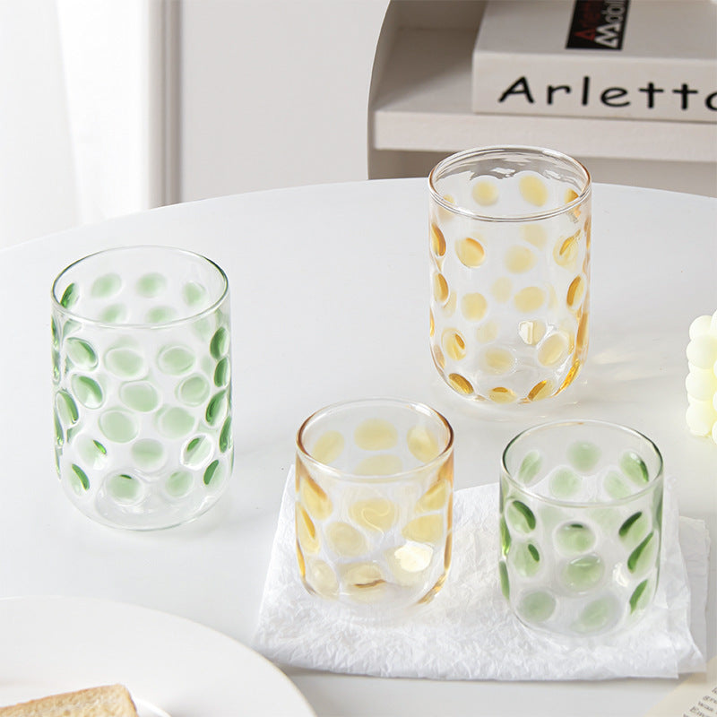 Decorative Color Candy Polka Dot Glass – Transparent Breakfast Milk & Juice Cup