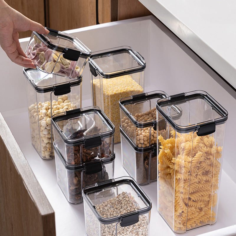Snap-Sealed Plastic Grain Storage Jar (Transparent)