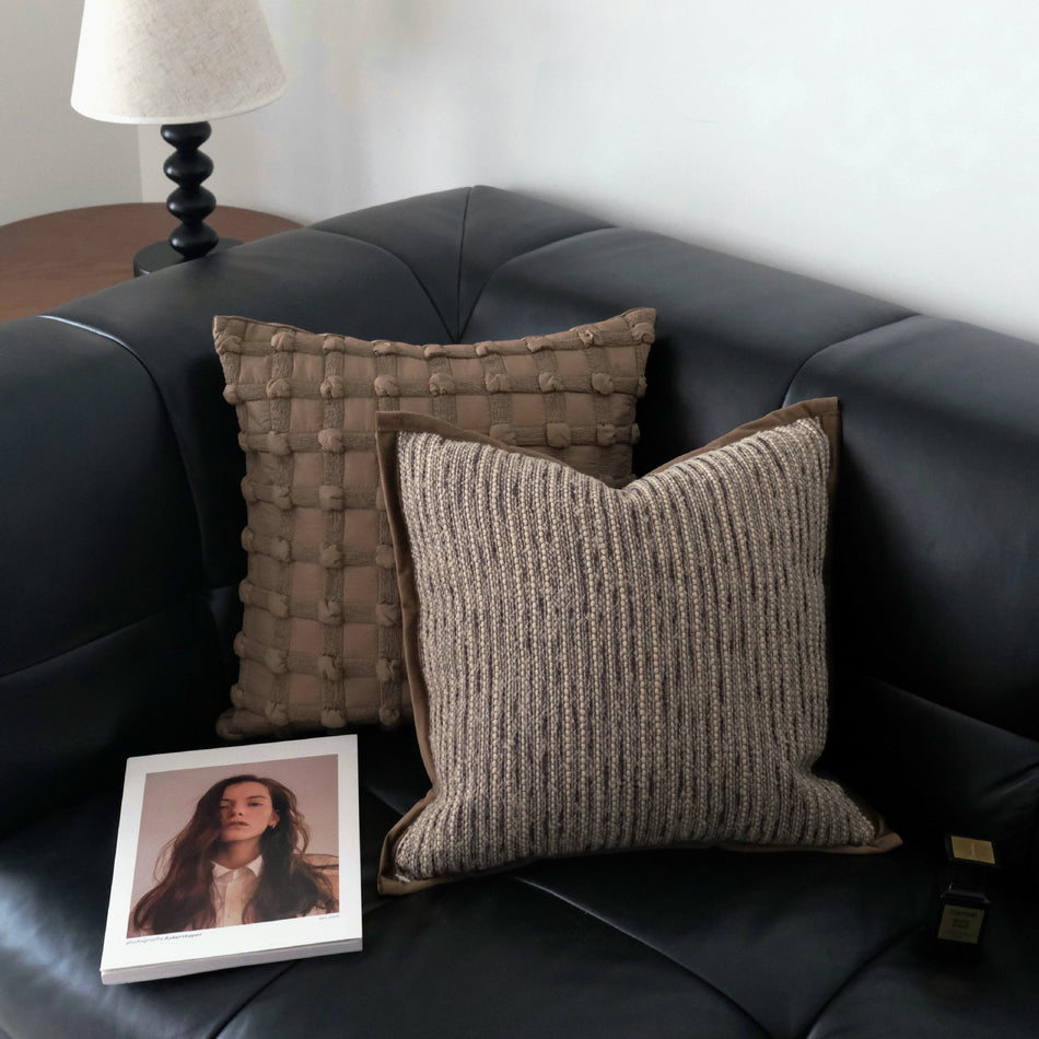 Brown Stripe Wide Edge Pillow – Simple Sofa Cushion