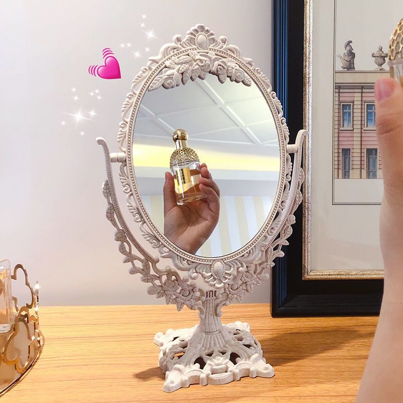 Retro Double-Sided Rotatable Desktop Mirror – Dormitory