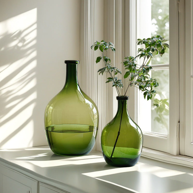 Simple Glass Hanging Bell Vase – High-End Decorative Vase for Water-Cultured Snow Willow & Floor-Standing Living Room Arrangements