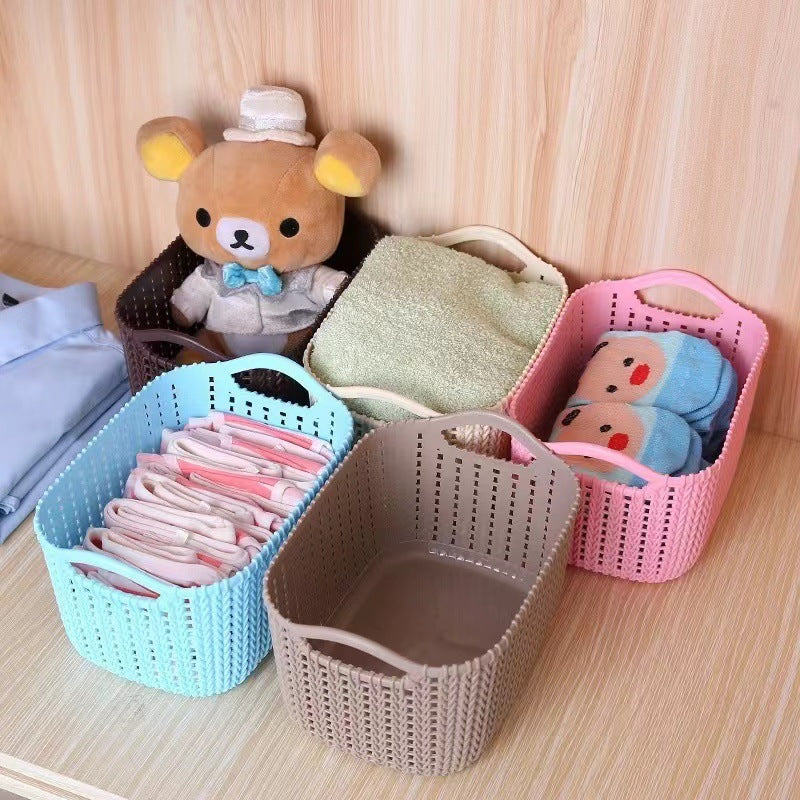 Anti-Rattan Plastic Storage Basket | Snack & Cosmetic Box