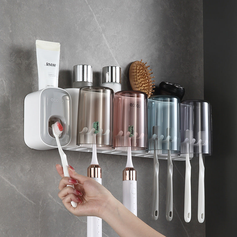 Transparent Toothbrush Rack with Cup Set