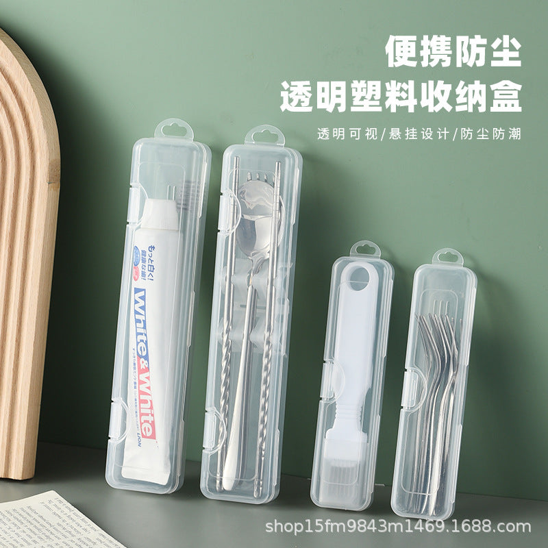 Transparent Travel Cutlery Box – Spoon, Fork & Lid