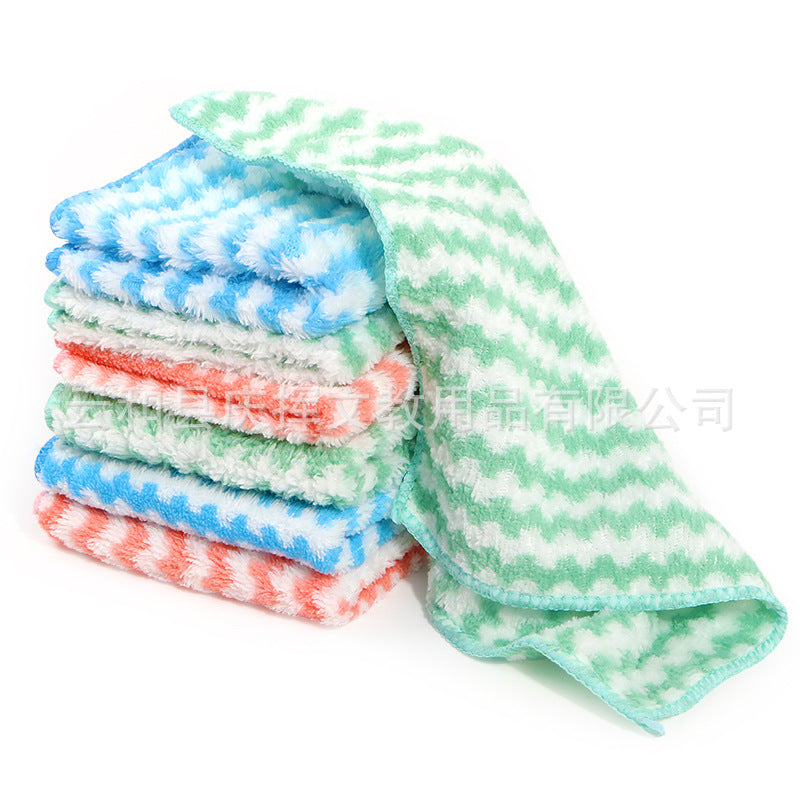 Coral Fleece Dish Cloth – Lint-Free Multi-Functional Kitchen Cleaning Towel, Super Absorbent White Cleaning Cloth (Batch Wholesale)
