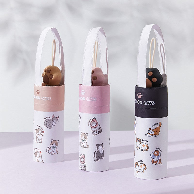 Cute Cat Claw Anti-UV Folding Umbrella with Cartoon Handle