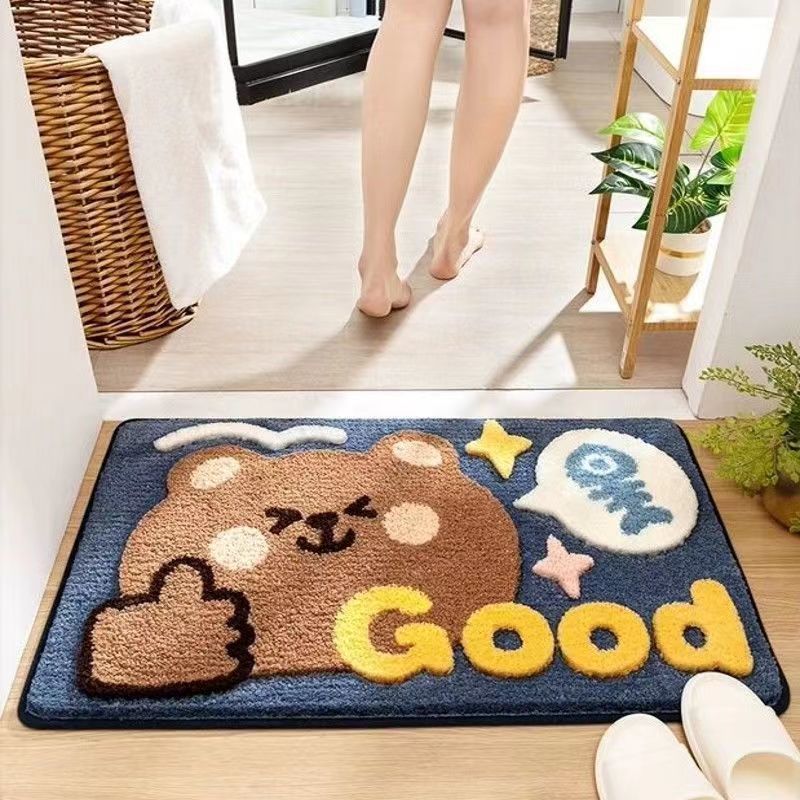 Cartoon Cashmere Carpet – Soft Non-Slip Absorbent Mat for Bathroom, Bedroom, Entrance Door & Dressing Room