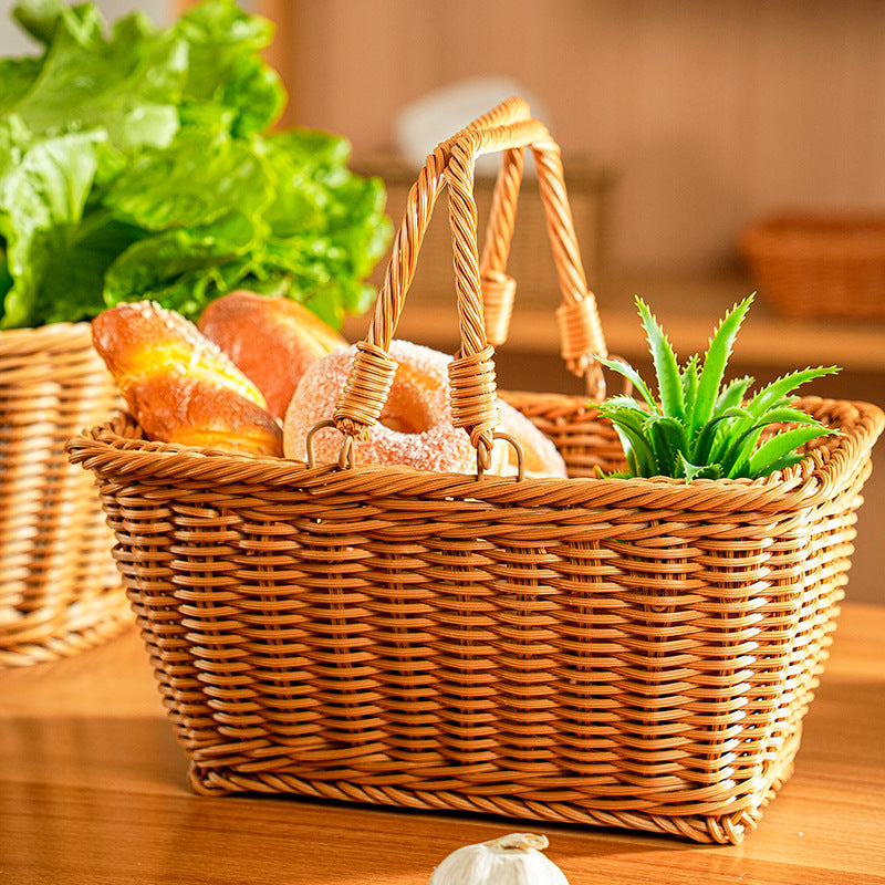 Extra-Large Imitation Rattan Picnic & Storage Basket